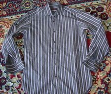 ETRO MILANO MEN SHIRT LONG SLEEVE BUTTON-FRONT STRIPED COTTON SZ-39/SMALL picture