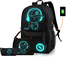 Backpack for Teen Boys, Anime Backpack Casual Daypack for Travel Black 3-in-1 picture