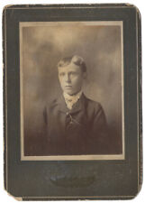 c1880 Young Boy Well Dressed Pocket Watch EJ Davis Philadelphia PA Cabinet Card picture