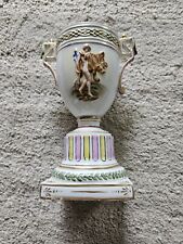 1880 Dresden Small Mantel Vase Urn Lady Shield Gold Trim Handkes Man Sword Paste picture