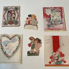 Lovely Vtg Lot (6) Valentines Card (5 Used) picture