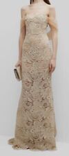 $3569 Oscar De La Renta Women's Beige Silk Lined Off-Shoulder Lace Gown Size 8 picture