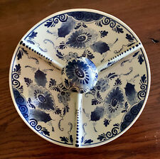 Vintage (1935-1979) Regina Pottery Delft Holland 3 Part Trinket Dish 7.5” picture
