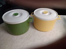2 Vintage Plastic Containers Green And Yellow picture