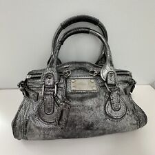 Chloe Purse Paddington Metallic Silver Leather Handbag Shoulder Bag NO LOCK picture