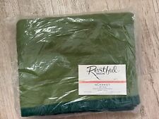 NEW Vintage Restful Blanket Twin Full Size Acrylic Nylon Binding 72 X 90 Green picture