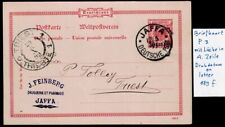 JUDAICA OTTOMAN POSTCARD   RARE 1899 JAFFA TO  TRIEST ITALY SPECIAL POSTMARKS picture