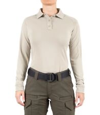 WOMEN'S PERFORMANCE LONG SLEEVE POLO - TAN XL Retail $57 picture