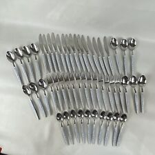 Vintage Epic Stainless Flatware Blue Fruit On White 51 Piece Set Japan picture