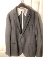 Armani Collezioni Mens G-LINE Black & Gray Box Weave Blend Blazer Sport Coat 44 picture