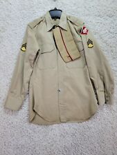 Vintage Military Shirt Men's Beige Front Pockets  Long Sleeve T picture