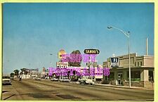 ROUTE 66~ NEEDLES, CA~ MAIN ST~SAMBO'S ~ 76, MOBIL, STANDARD GAS~postcard~1960s picture