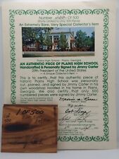 Jimmy Carter Signed Authentic Piece Of Plains High School W/ COA picture