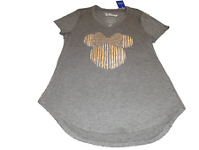 NEW LADIES DISNEY GRAY & GOLD METALLIC MINNIE MOUSE SHIRT SIZE SMALL BY APT.9 picture