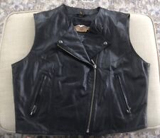 Harley Davidson Leather Vest Womens XL Zippers Lapels NWOT Black picture