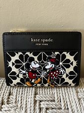Disney 100 Years Kate Spade Minnie Mickey Mouse Leather Jacquard Wallet Bifold picture