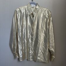 Escada Margaretha Ley Gold Metallic Blouse 42 L M  Vintage Designer Shirt Top picture