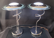 Set of Vintage Atomic Age Design Chrome Flyng Saucer UFO Lamps picture