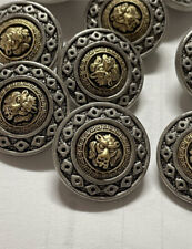 VERSACE Style GREEK KEY LION HEAD (5)BUTTON Gold Head 24mm picture