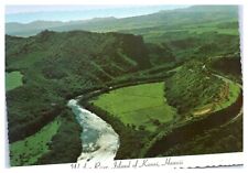Silvery Wailua River Garden Island Kauai Hawaii Aerial View Unp Chrome Postcard picture