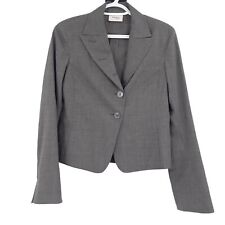 Akris Punto Gray Stretch Wool Blend Asymmetrical Button Short Blazer Jacket 4 picture