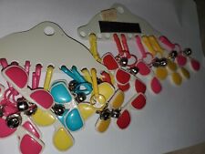 1 Vintage 1980s Plastic Clip On  SunGlasses 4 Bell Charm 80s Necklace picture
