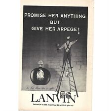 Lanvin Arpege Paris Perfume 1960s Vintage Print Ad 9 inch Tall picture