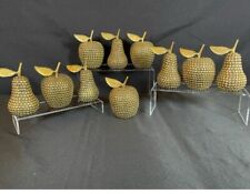 VTG RARE Set of 10 Brass Studded Apples and Pears Decor Decorative Fruits picture
