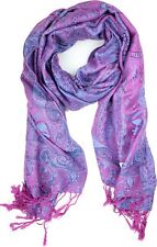 Plum Feathers Pashmina Scarf with Ethnic Tapestry Style Purple  picture