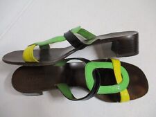 MIU MIU Italy yellow green black patent leather loop strappy sandals heels eu 40 picture