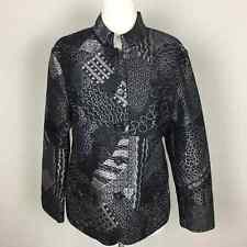 Chico's Black & Silver Button Front Jacket size 2 picture