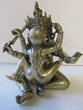 Tantric Lovers Antique White Metal Collectible Buddhist Hindu Adult Sexy Statue picture