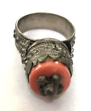 Vintage PERSIAN & Coral Tribal  Ring  Size 11 picture