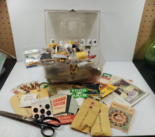 Sewing Box Filled with Supplies Thread, Needles, Vintage Buttons, Thimbles, etc picture