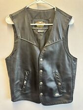 Vintage Men’s Harley Davidson Leather Button Up Biker Vest Made In USA Size M picture