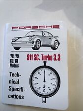 1981 Porsche 911SC, Turbo 3.3 Technical Specifications Booklet English - RARE picture