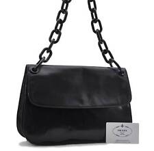 Authentic PRADA Chain Shoulder Bag Purse Leather Plastic B6380 Black G4125 picture