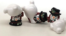 Set of 3 Fitz and Floyd Essentials Ceramic Christmas Tumbling Snowmen - 3