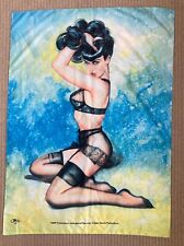 Vintage Bettie Page Poster 42x30 “Bettie In Sand” Pin Up Silk Banner 2002 Italy picture