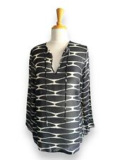 AKRIS Sheer Tunic Abstract Geometric Pattern Black/Ivory size 12 picture