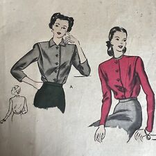 Vintage 1940s Vogue 5543 Soft Pleat Tuck In Blouse Sewing Pattern 14 Small USED picture