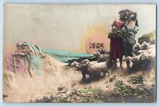 Mastroianni Artist Signed Postcard RPPC Photo New Year Old Couple Sheep 1909 picture