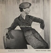 1954 PROMO AD FOR Lanvin-Castillo Vogue PATTERN 3.5” Vintage Fashion Suit Photo picture