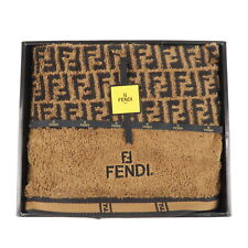 Authentic FENDI Zucca Cotton 100% Bath Towel Brown Black Used F/S picture