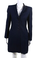 Escada Margaretha Ley Womens Pinstriped Skirt Suit Blue Wool Size EUR 34/36 picture