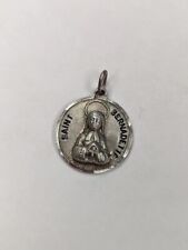ROUND Creed Saint St Bernadette SILVERTONE Medal 7/8 Inch picture