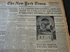 1952 SEPTEMBER 23 NEW YORK TIMES - AFL CHEERS STEVENSON LABOR BID - NT 6119 picture