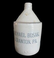 Antique Michael Bosak Stoneware Whiskey Jug Scranton PA 11.5 Inch One Gallon picture