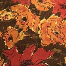 VERA Neuman Table Linen Festival Floral Oblong Tablecloth Orange Retro Decor EUC picture