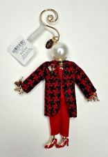 Chico's Christmas Ornament 2020 Lady Plaid Heels Martini Pearl Woman Tags picture